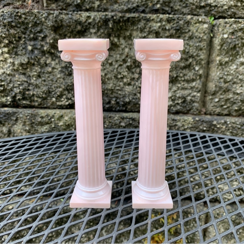 Vintage Pink Plastic Roman Greek Columns Pillars Cake Topper Decoration Wilton